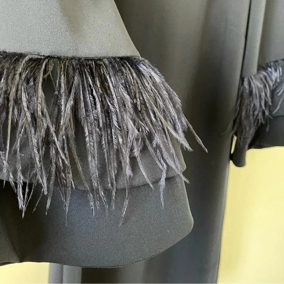 Tahari ASL Feather Time 3/4 Sleeve Dress black tie mother of the bride luxury - Picture 4 of 12